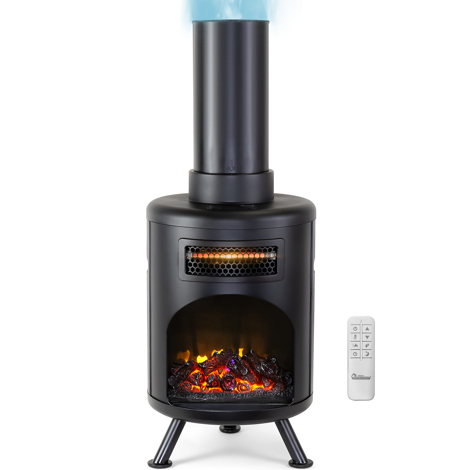 Dr. Infrared Heater Portable Electric Fireplace Space Heater with Humidifier — 1500W, 3D Flame Effect, Timer, Remote Control, Quiet, ETL Listed, LED Display, Model# DR-991